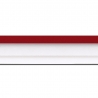 Baguette longueur 1.40m bois caisse américaine profil escalier largeur 4.4cm blanc mat filet rouge (spécialement conçu pour les châssis d'une épaisseur jusqu’à 2.5cm )