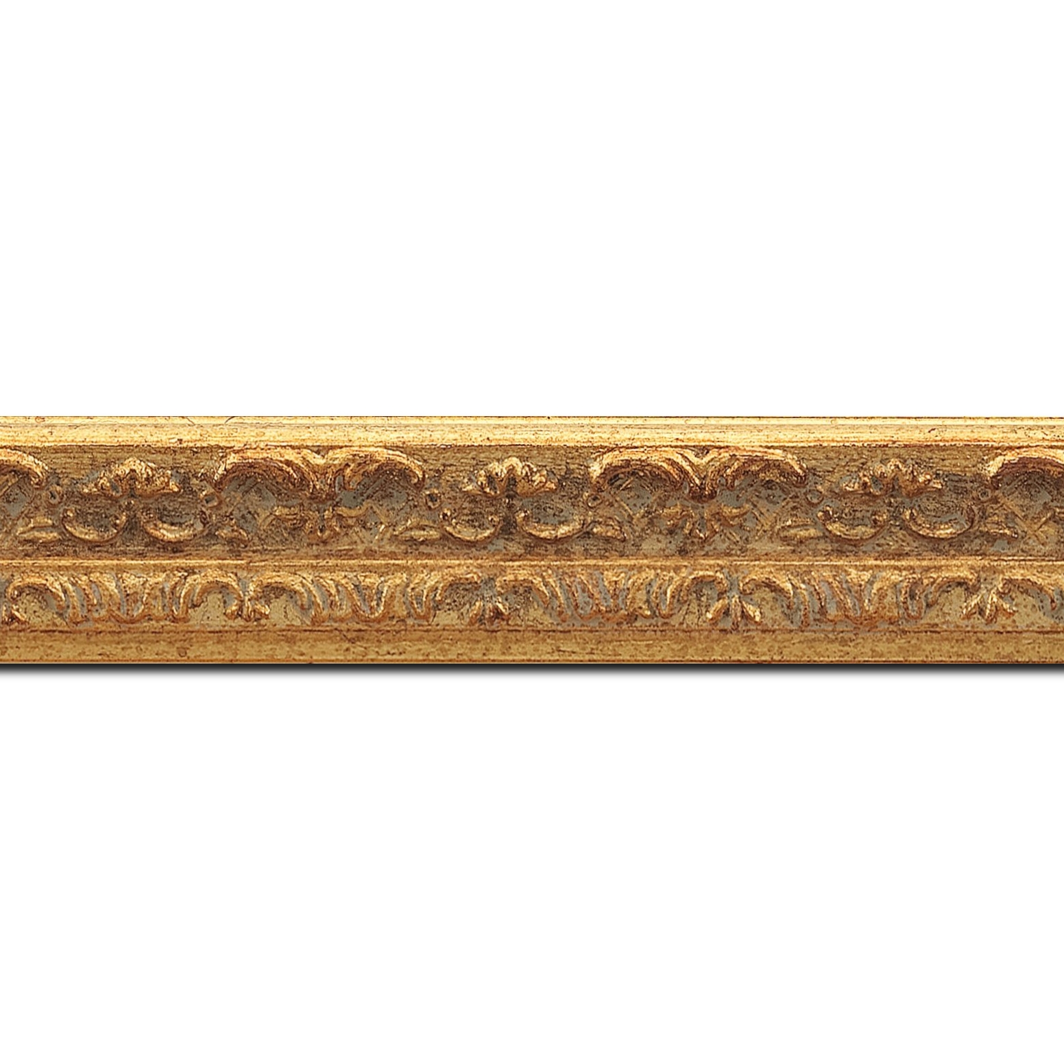 Baguette service précoupé Bois profil incurvé largeur 2.8cm or antique à la feuille style