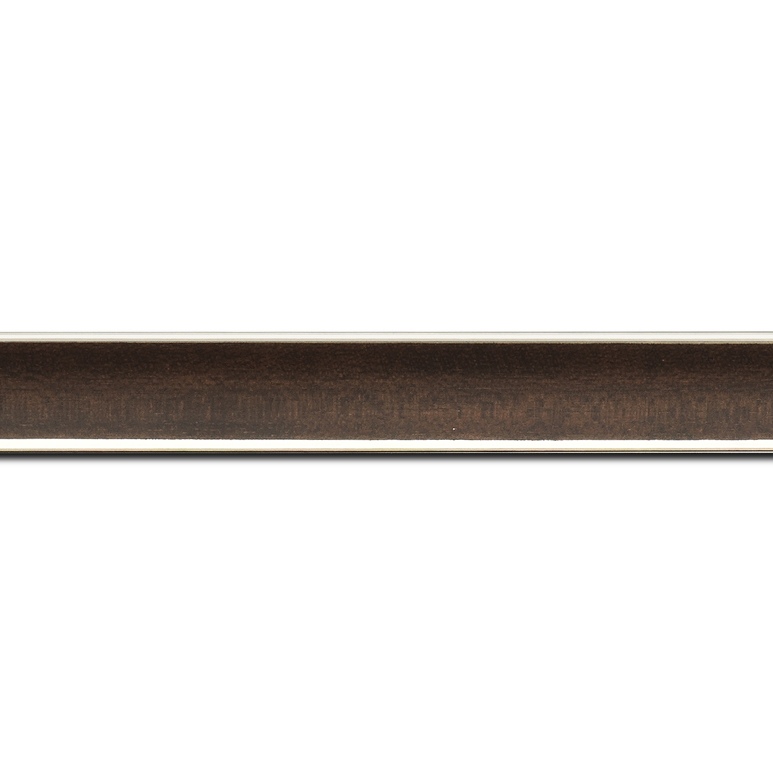 Baguette longueur 1.40m bois profil concave largeur 2.4cm couleur palissandre  satiné  filet argent de chaque coté (pore du bois apparent)