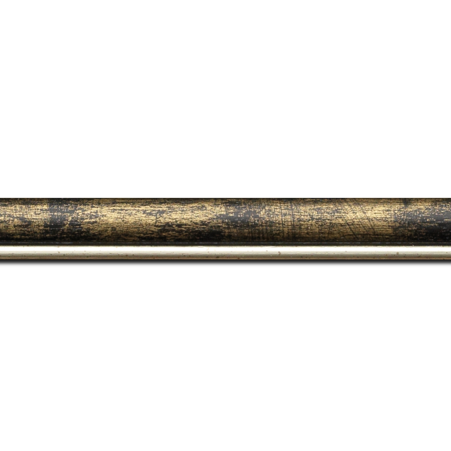 Baguette longueur 1.40m bois profil arrondi largeur 2.1cm  couleur noir fond or filet argent chaud