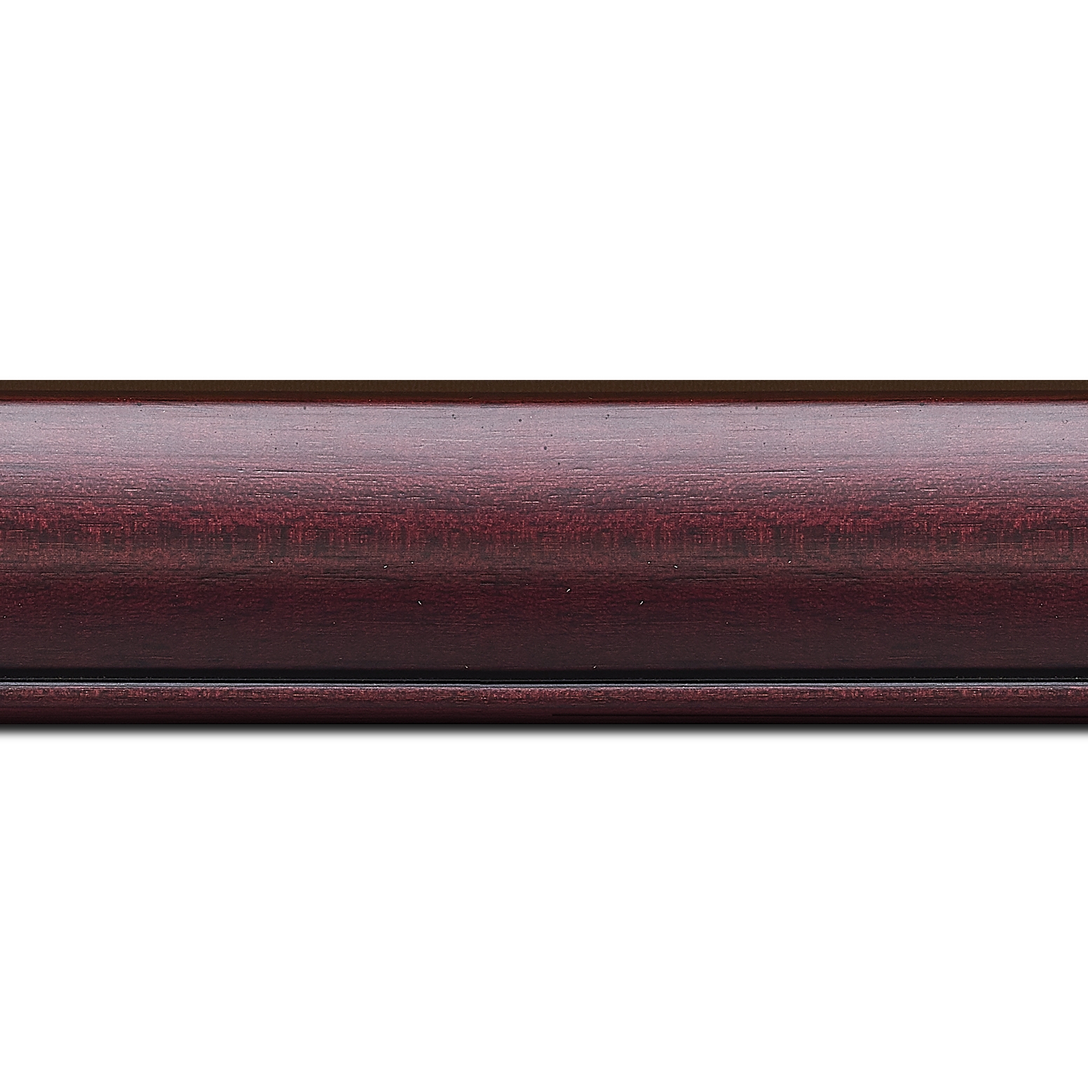 Baguette longueur 1.40m bois profil arrondi largeur 4.7cm couleur bordeaux lie de vin satiné rehaussé d'un filet noir