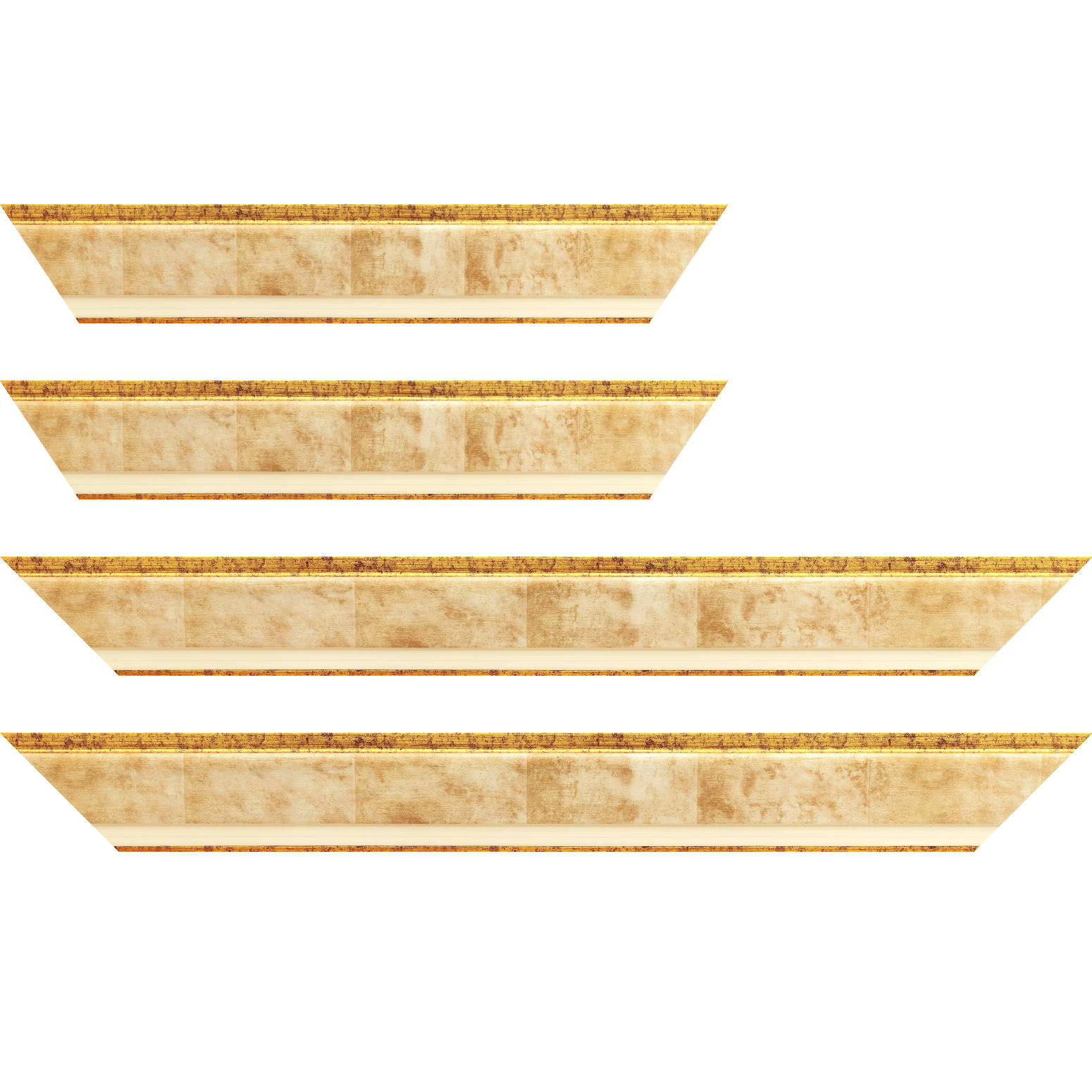 Baguette service précoupé bois profil incliné largeur 5.4cm couleur crème  marie louise crème filet or intégrée