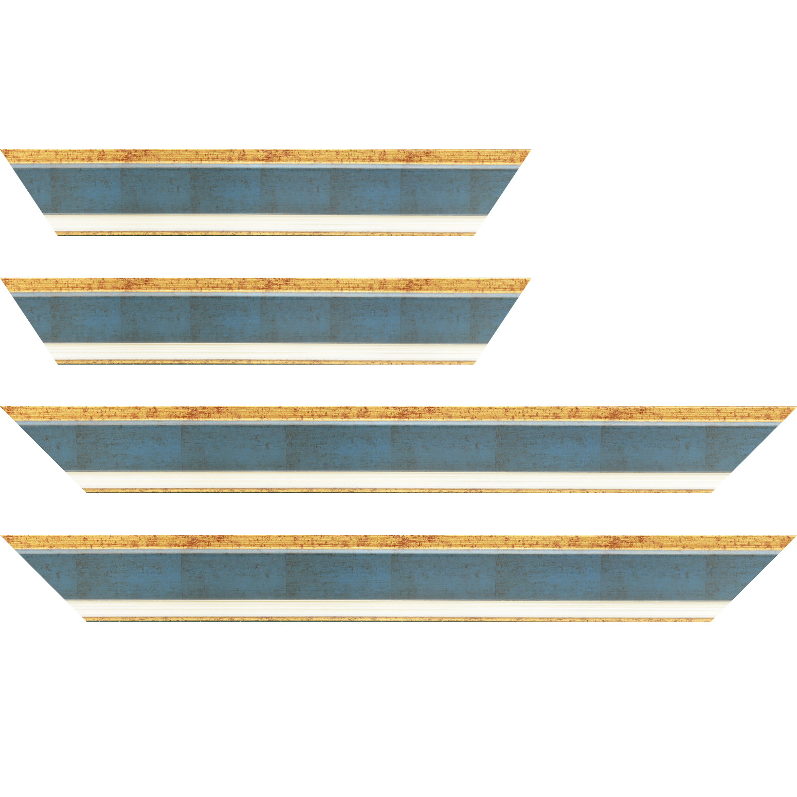 Baguette service précoupé bois profil incliné largeur 5.4cm couleur bleu cobalt marie louise crème filet or intégrée