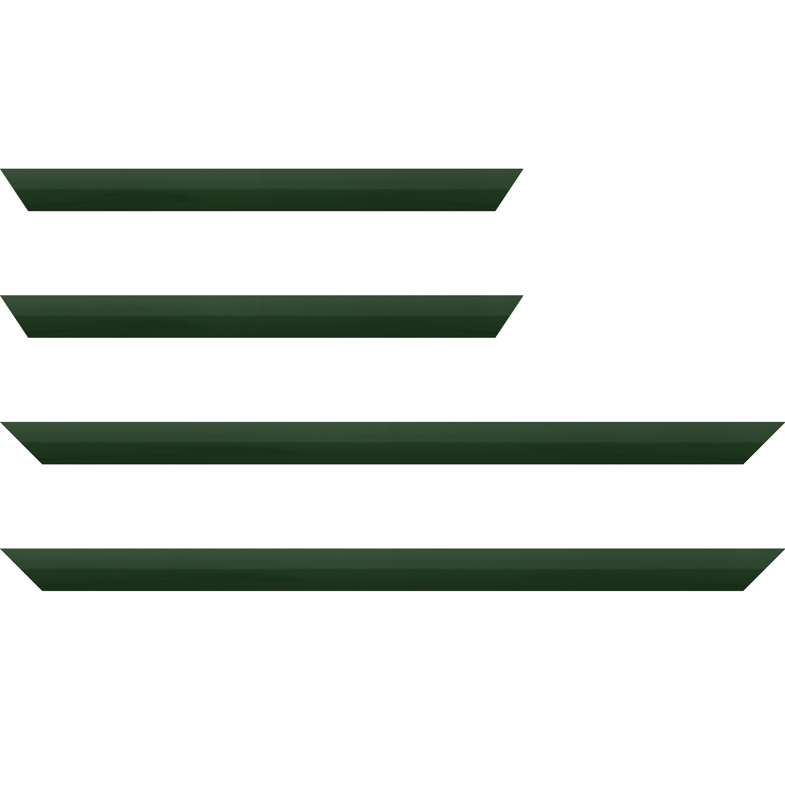 Baguette service précoupé Bois profil méplat largeur 2.3cm couleur vert anglais laqué
