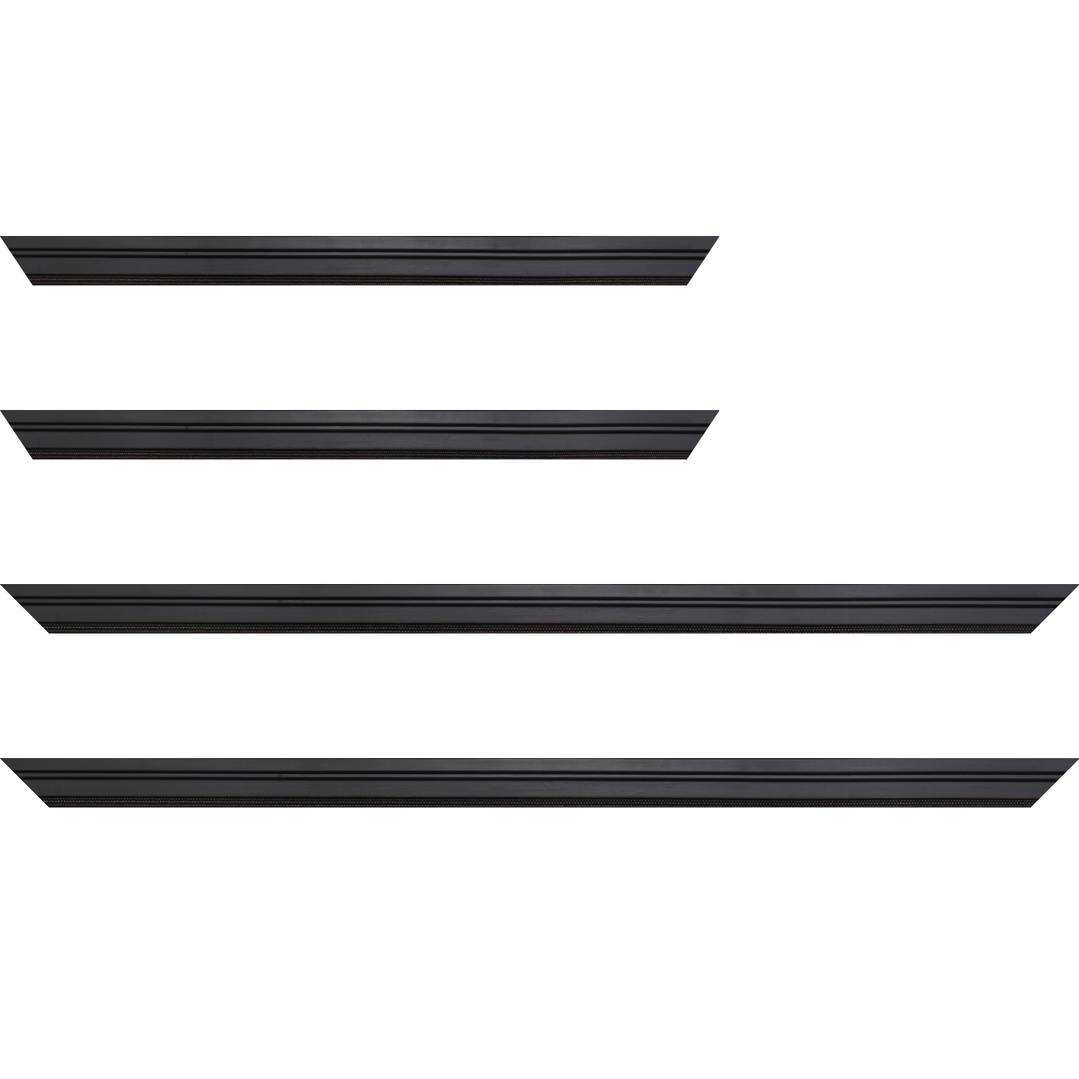 Baguette service précoupé Bois profil plat en étage  largeur 2.2cm couleur noir ébène filet perle