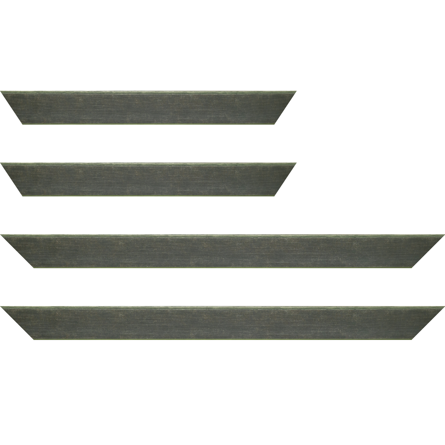 Baguette service précoupé bois profil plat incliné largeur 3.7cm couleur vert foncé effet ressuyé