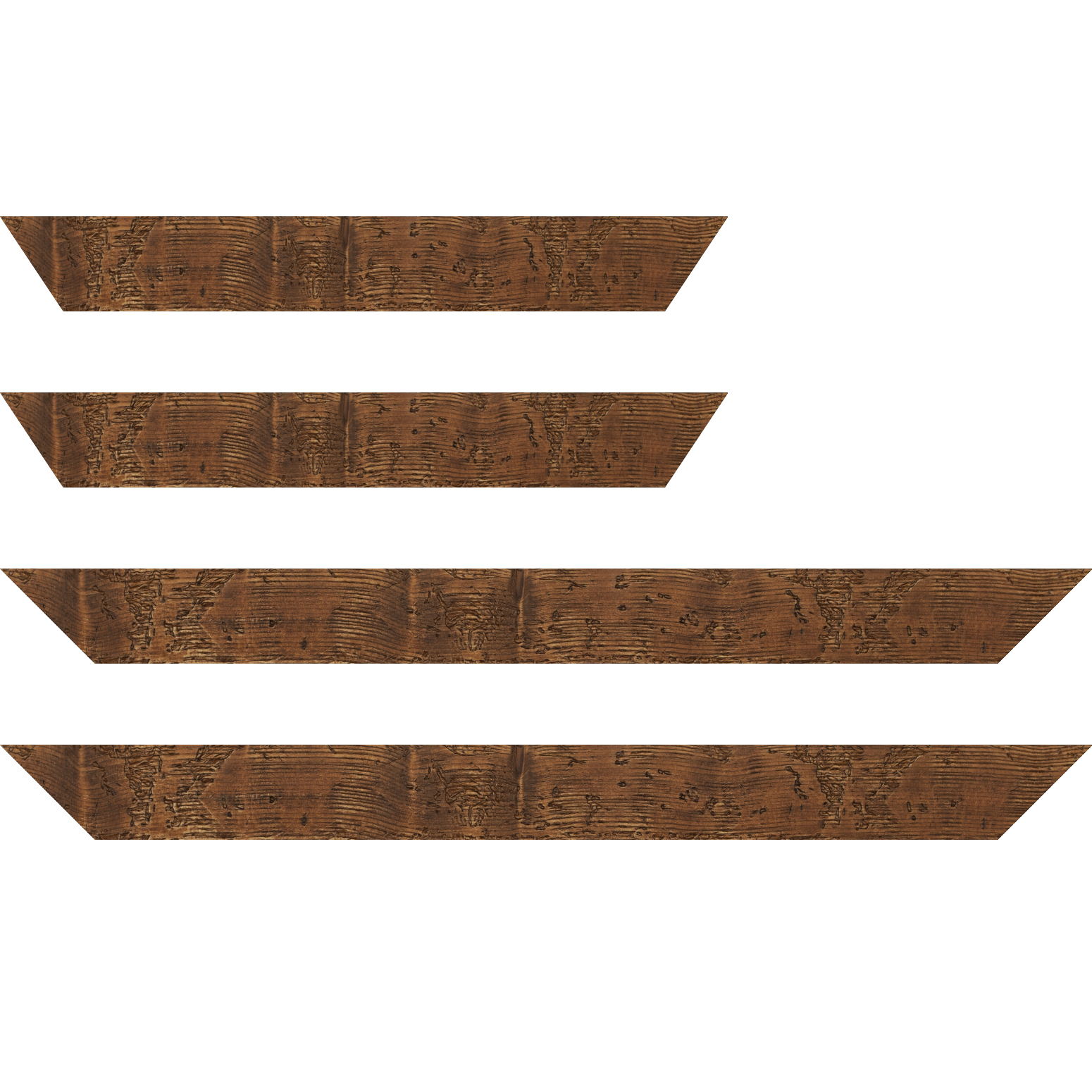 Baguette service précoupé Bois profil plat largeur 4.3cm couleur marron foncé finition aspect vieilli antique