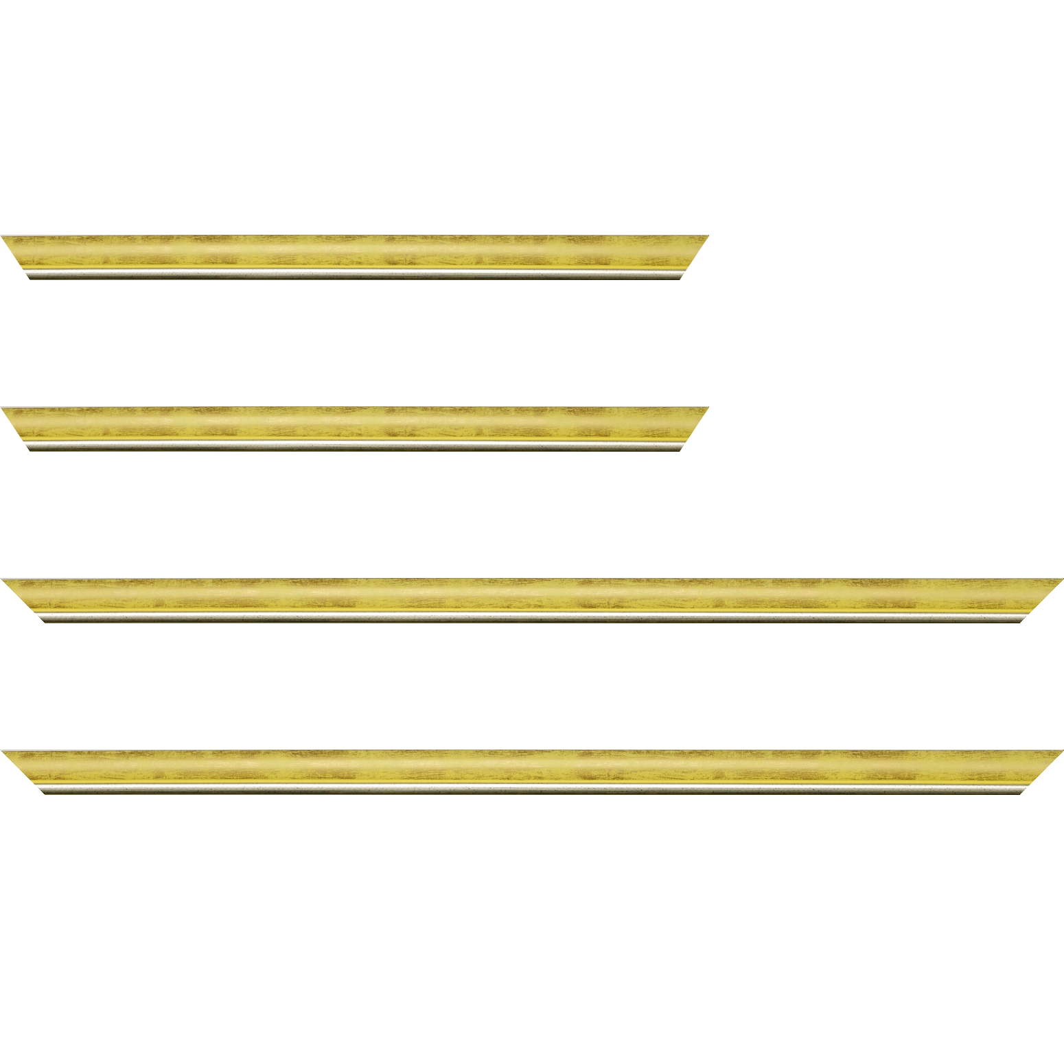 Baguette service précoupé Bois profil arrondi largeur 2.1cm  couleur  jaune fond or filet argent chaud
