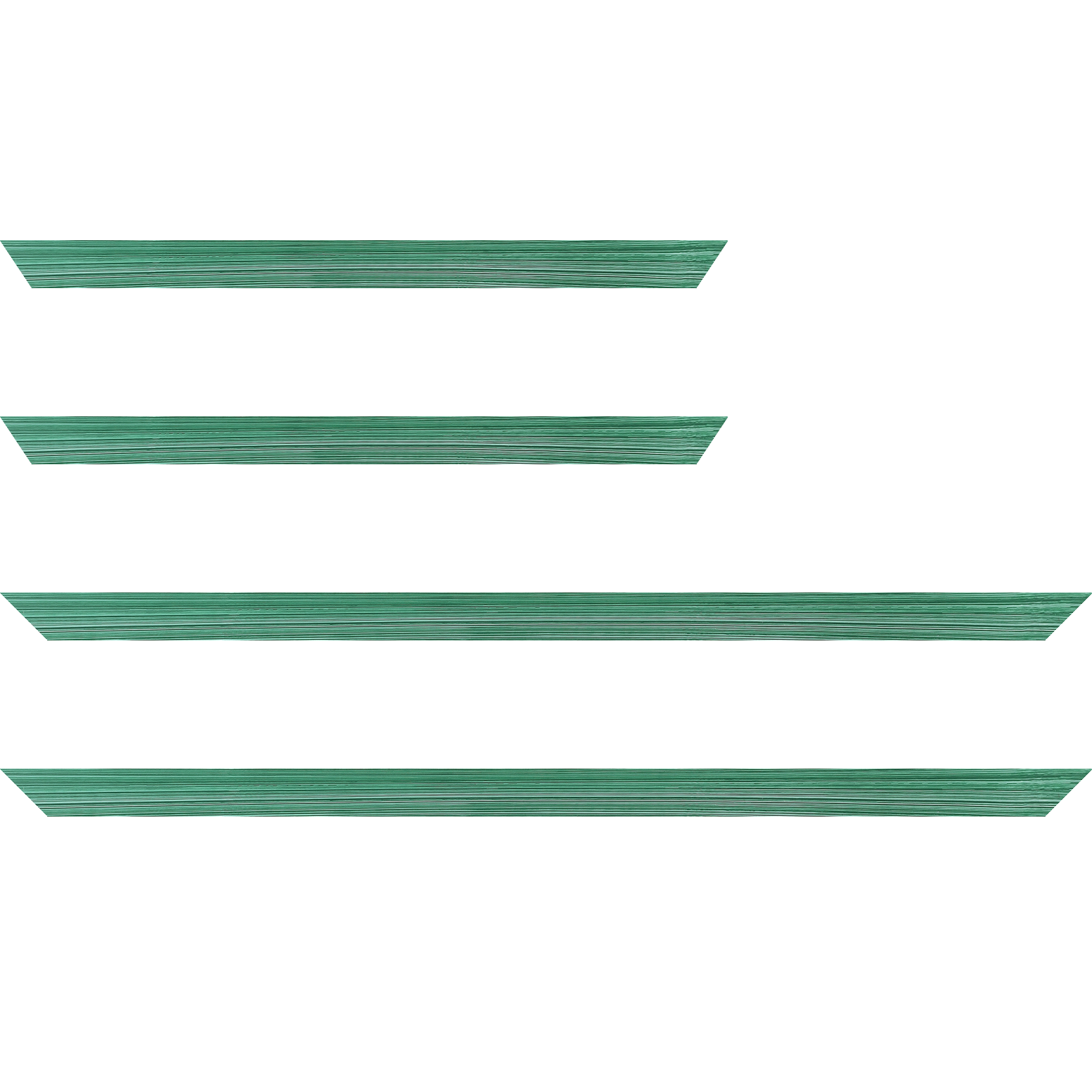Baguette service précoupé Bois profil concave largeur 2.4cm couleur vert tropical effet matière fond blanc