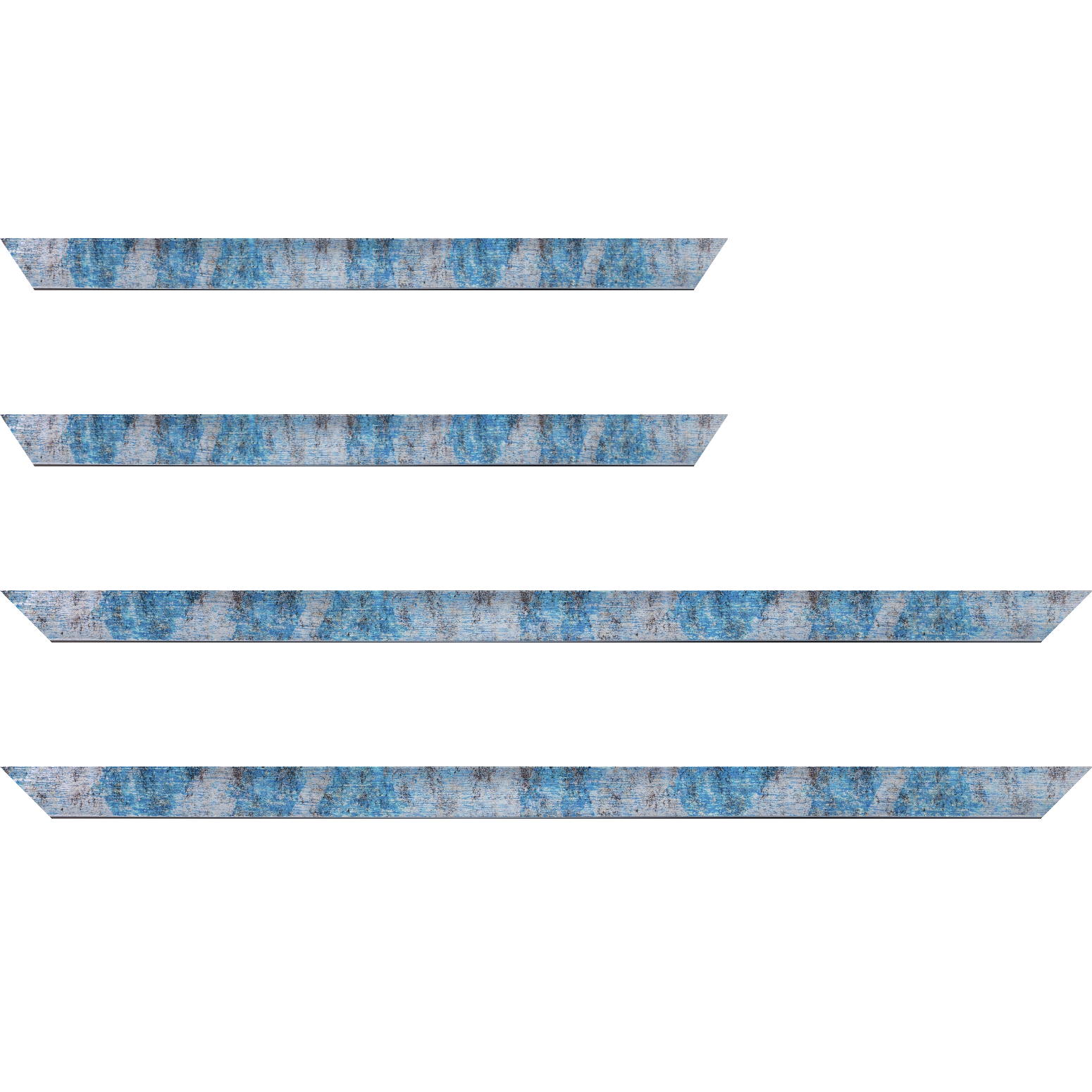 Baguette service précoupé Bois profil concave largeur 2.4cm de couleur bleu moucheté fond argent