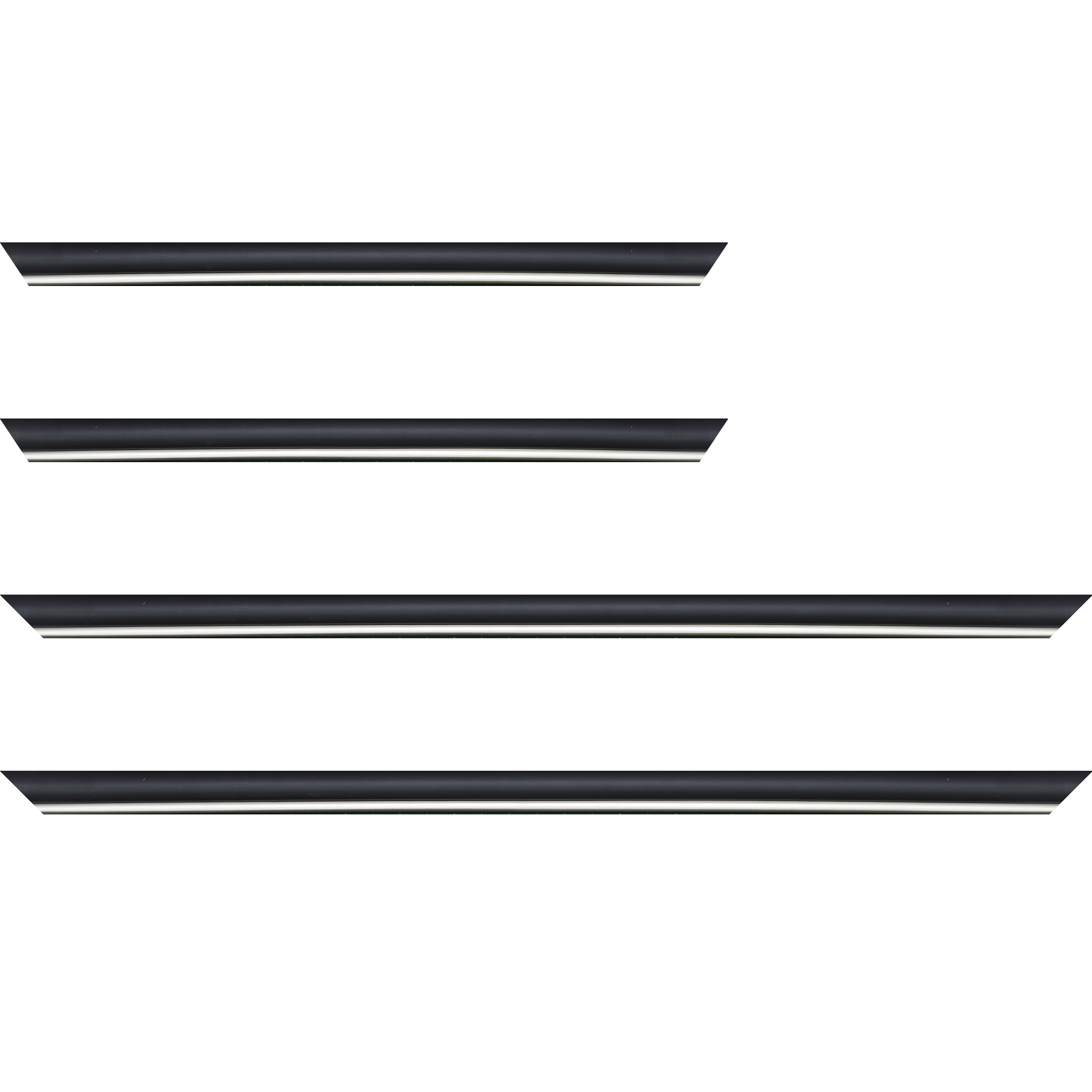 Baguette service précoupé Bois profil arrondi largeur 2.1cm couleur noir mat filet argent