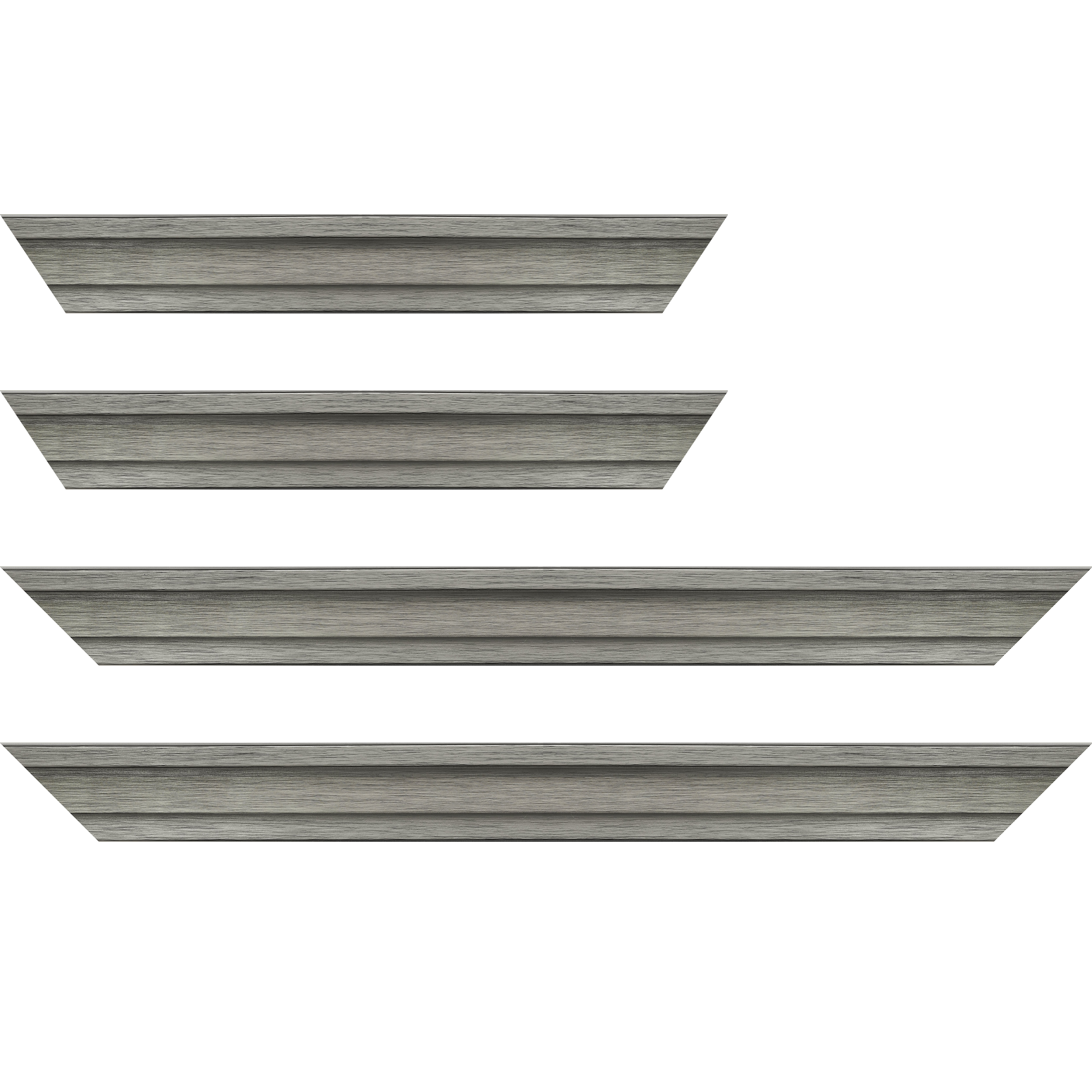 Baguette service précoupé Bois caisse américaine profil escalier largeur 4.4cm couleur plomb sur noir (spécialement conçu pour les châssis d'une épaisseur jusqu’à 2.5cm )
