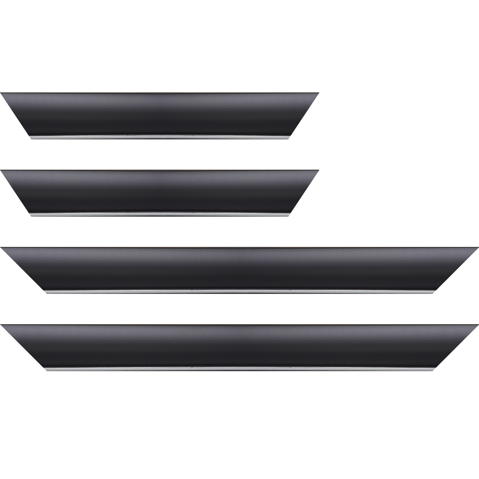 Baguette service précoupé Bois profil arrondi largeur 4.7cm couleur noir mat finition pore bouché filet argent mat contemporain
