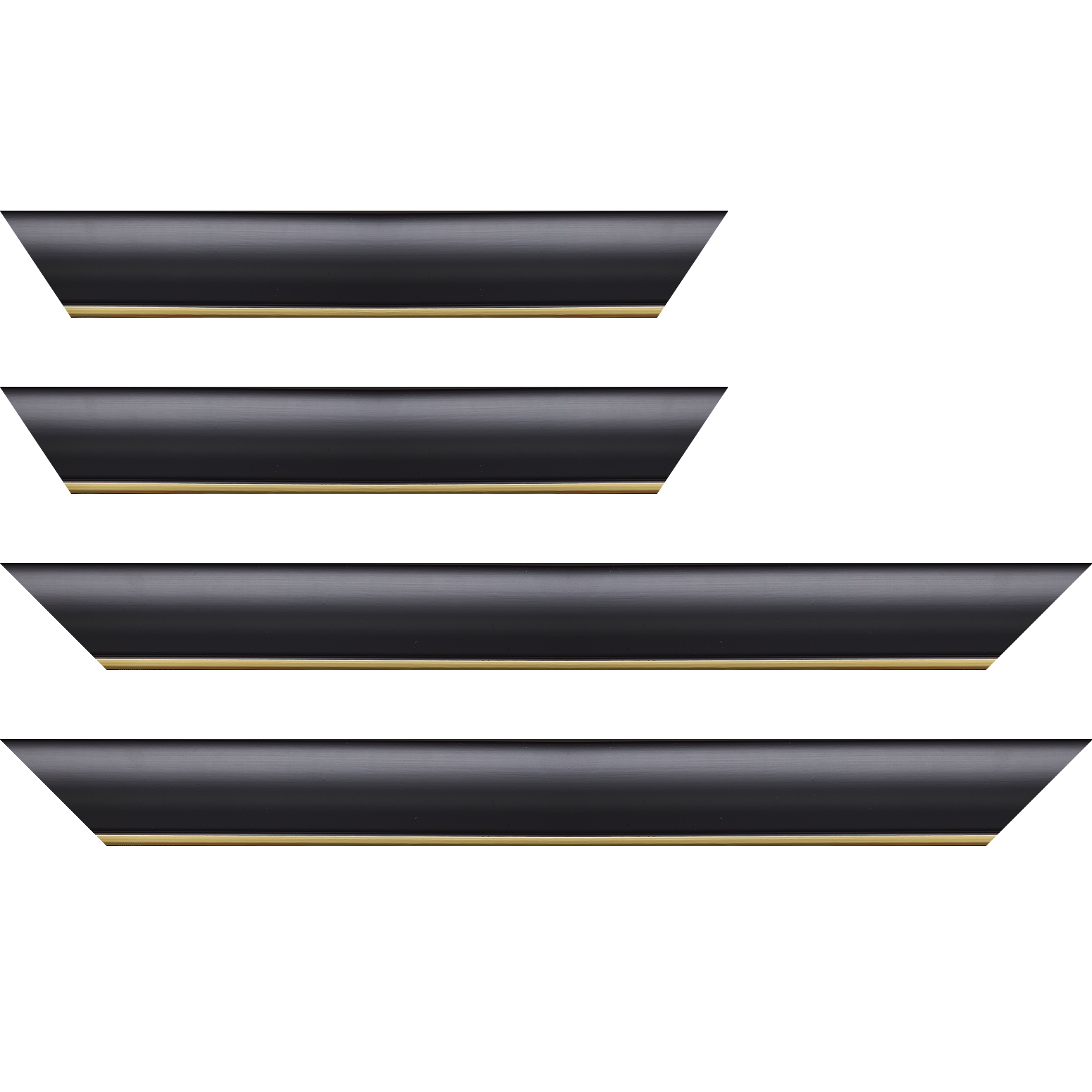 Baguette service précoupé Bois profil arrondi largeur 4.7cm couleur noir mat finition pore bouché filet or mat contemporain