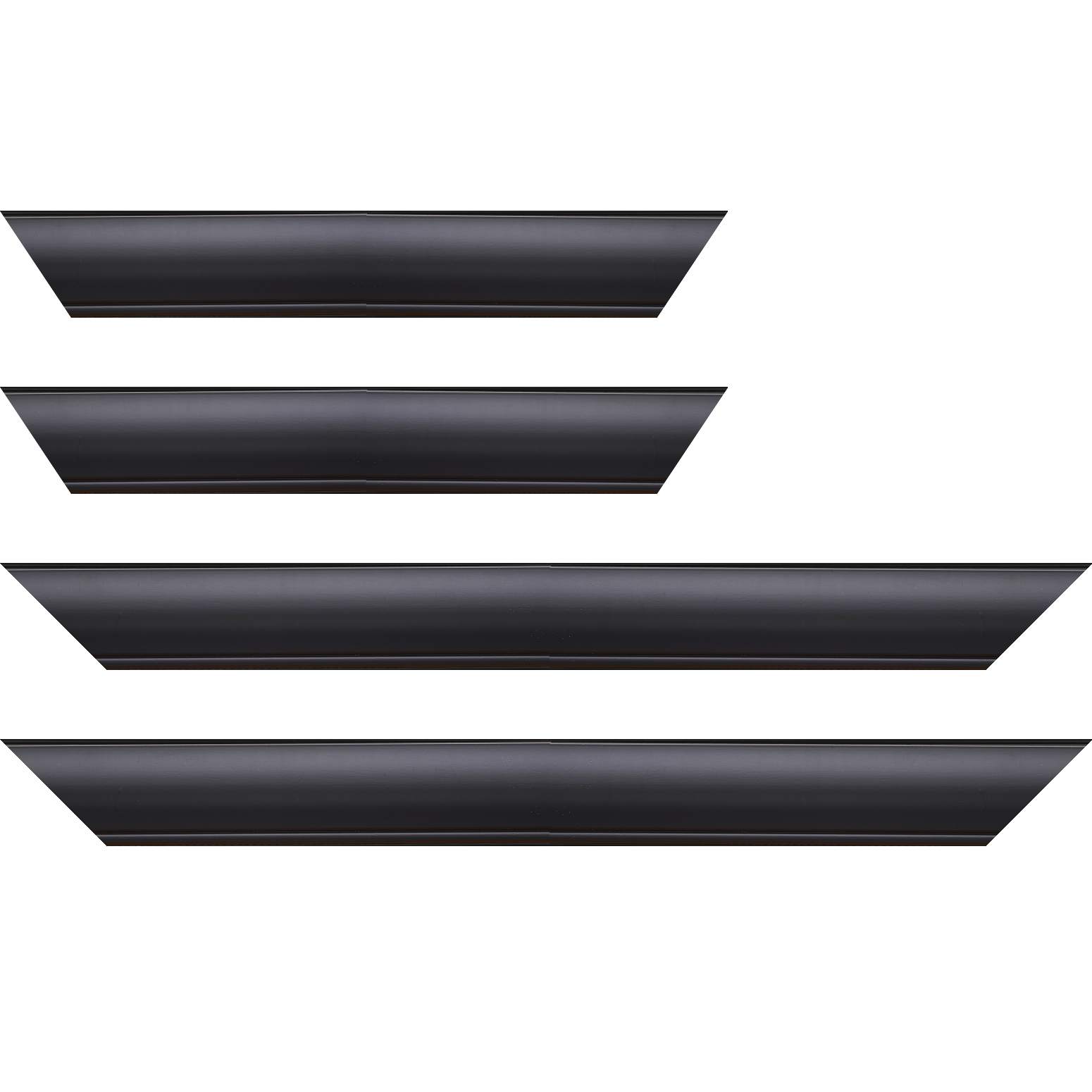 Baguette service précoupé Bois profil arrondi largeur 4.7cm couleur noir mat finition pore bouché filet noir mat