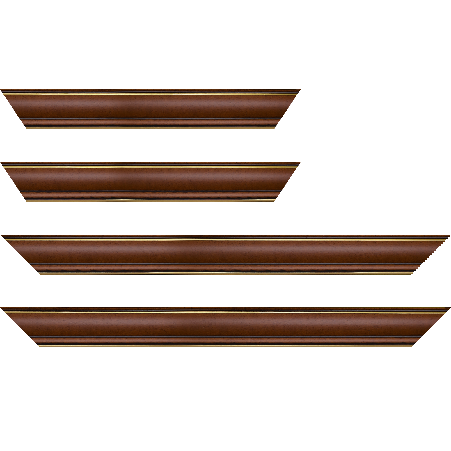 Baguette service précoupé Bois profil doucine inversée largeur 4.4cm  marron rustique filet or