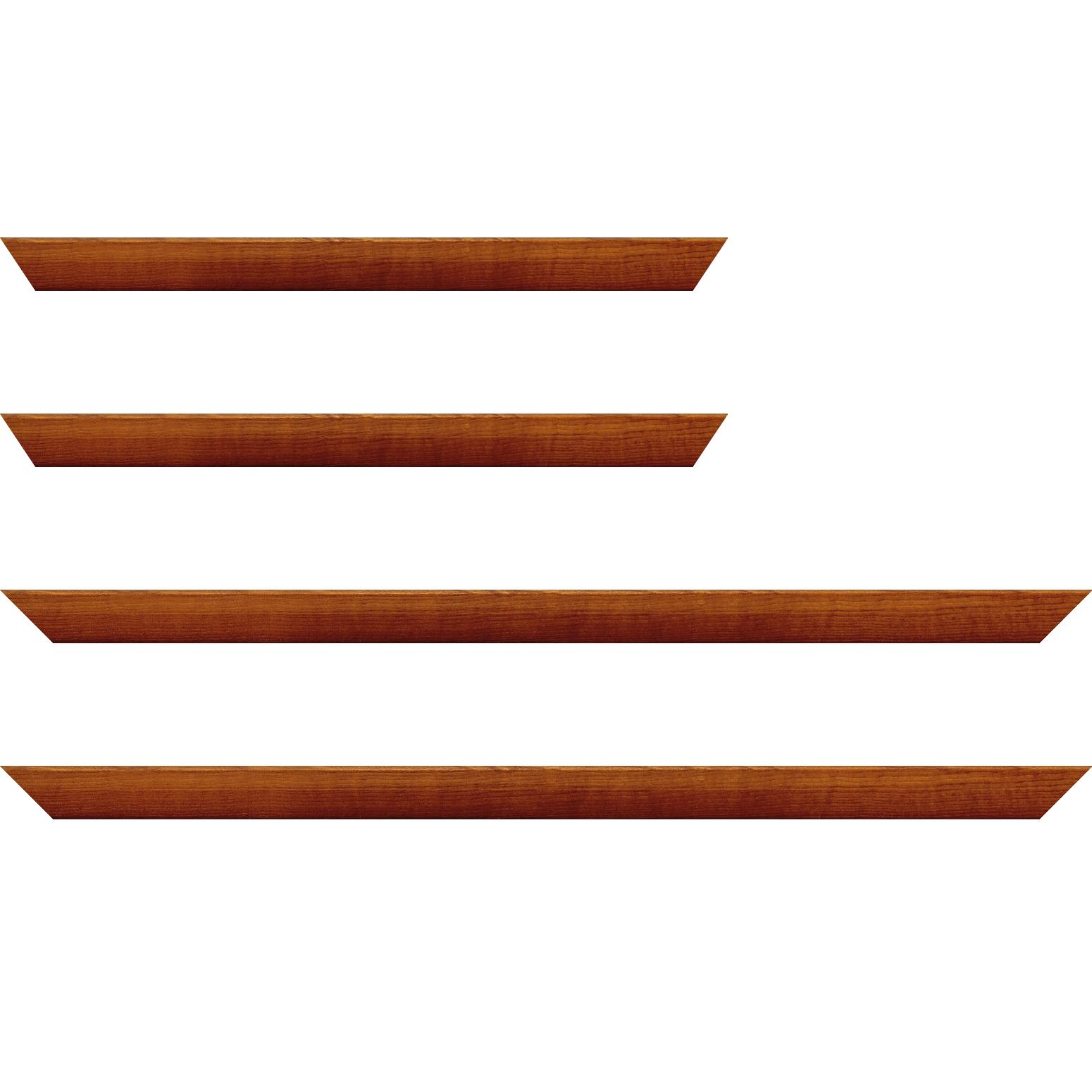 Baguette service précoupé bois profil arrondi en pente plongeant largeur 2.4cm couleur marron miel finition vernis brillant,veine du bois  apparent (pin) ,