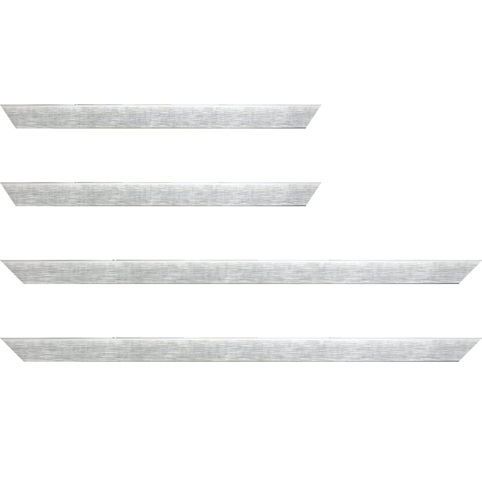 Baguette service précoupé Bois profil arrondi en pente plongeant largeur 2.4cm couleur gris tendre, arête et chant extérieur du cadre blanc