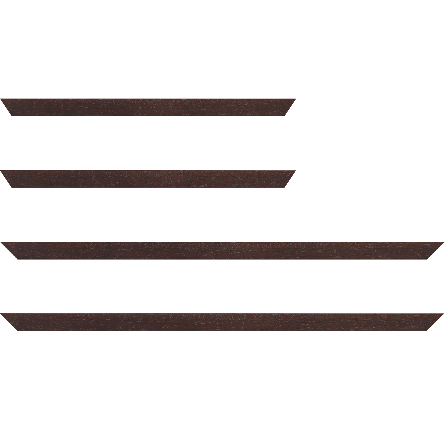 Baguette service précoupé Bois profil plat largeur 2cm hauteur 3.3cm marron foncé satiné (aussi appelé cache clou)