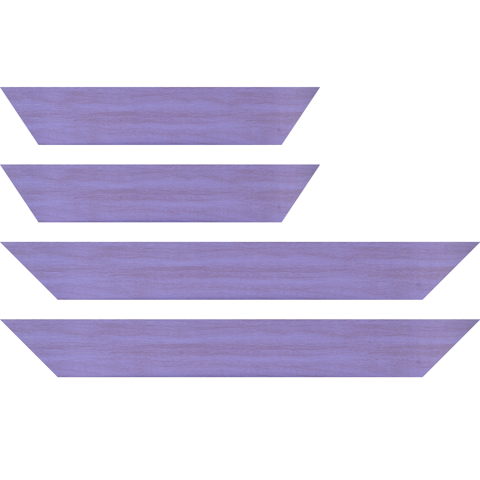 Baguette service précoupé Bois profil plat largeur 6cm violet satiné effet veiné ,chant extérieur du cadre de couleur noire