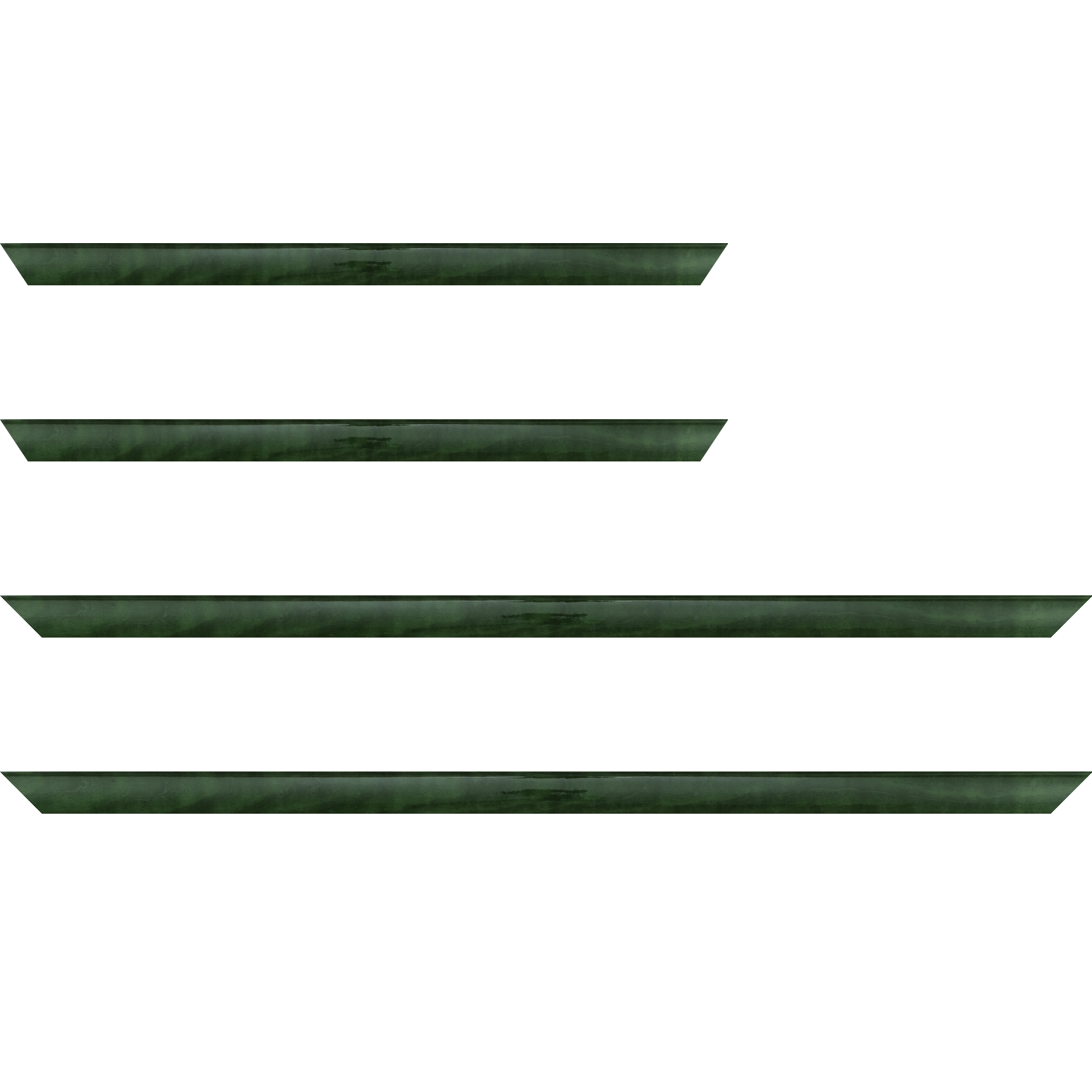 Baguette service précoupé Bois profil arrondi plongeant largeur 2cm couleur vert sapin vernis sur pin (veine du bois apparent)