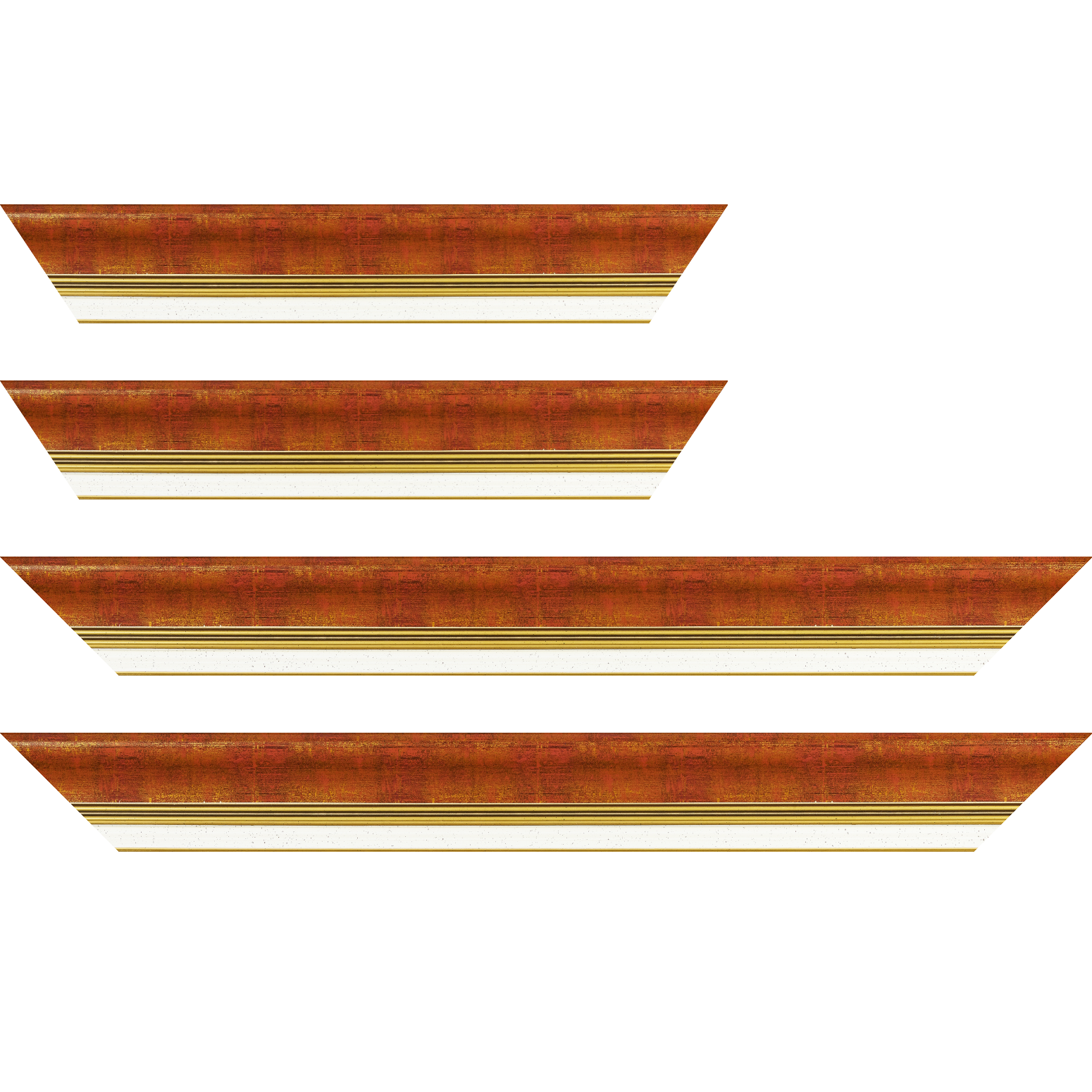 Baguette service précoupé Bois profil incurvé largeur 5.7cm de couleur bordeaux fond or marie louise blanche mouchetée filet or intégré