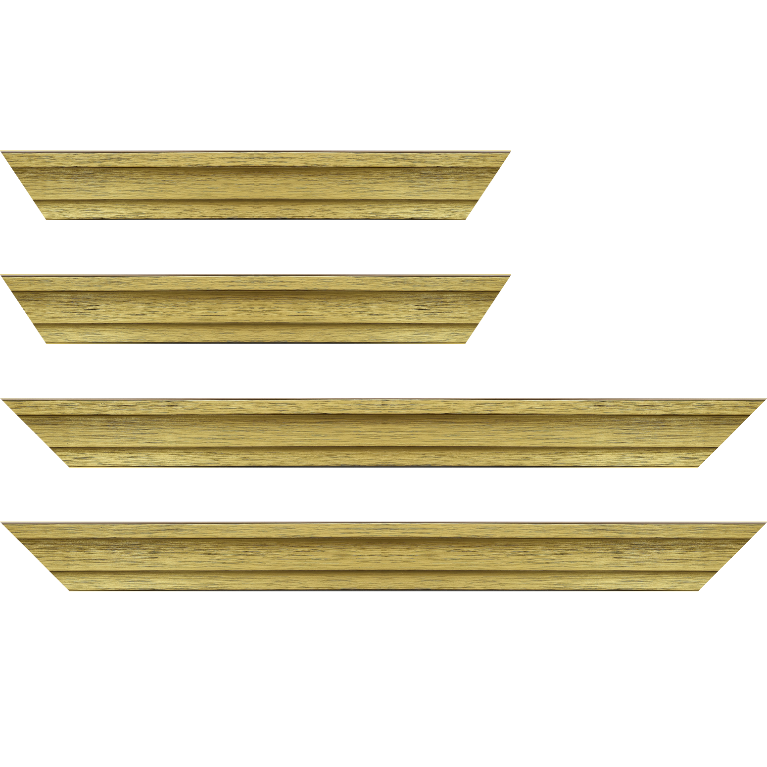 Baguette service précoupé Bois caisse américaine profil escalier largeur 4.4cm couleur or sur noir (spécialement conçu pour les châssis d'une épaisseur jusqu’à 2.5cm )
