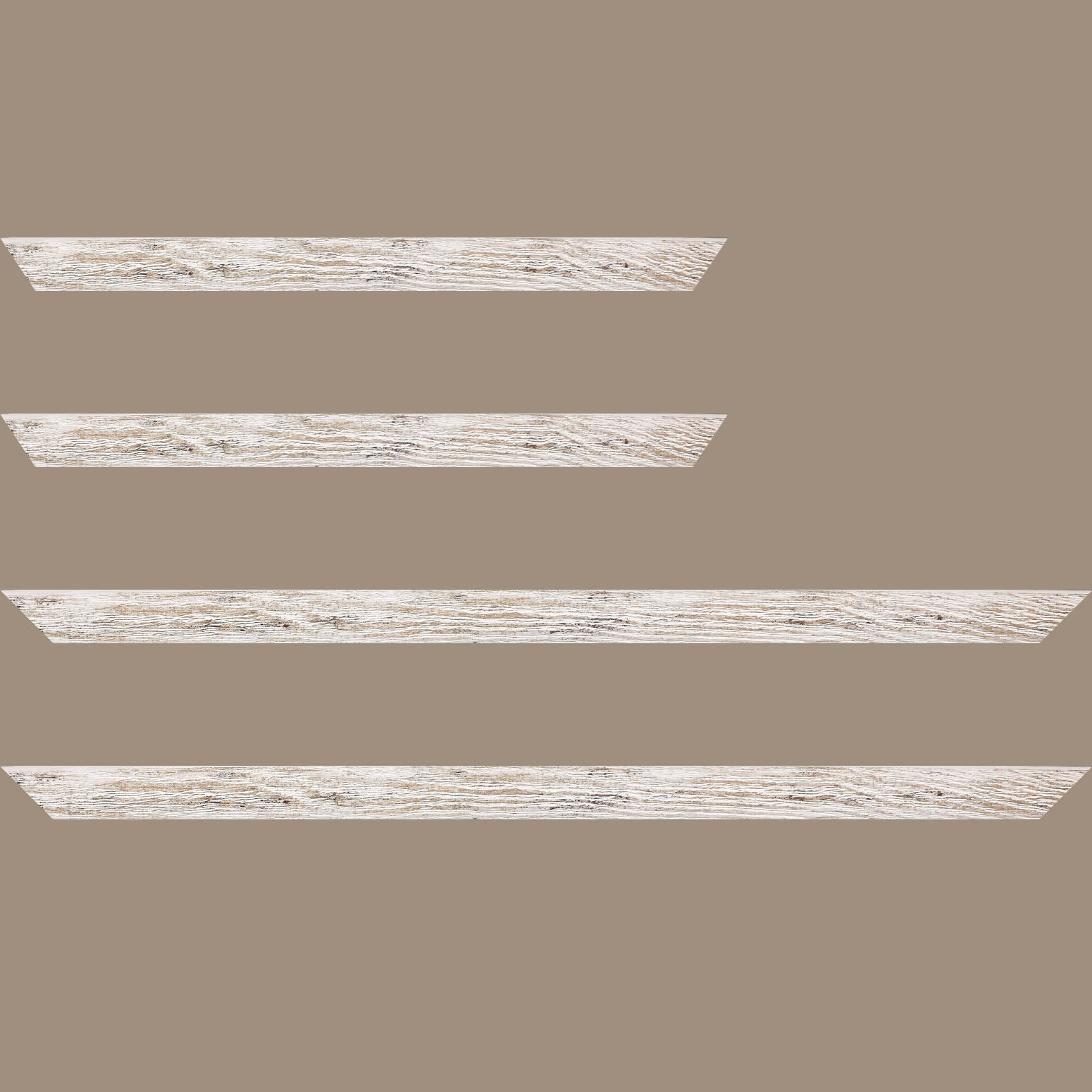 Baguette service précoupé bois profil arrondi en pente plongeant largeur 2.4cm couleur blanchie frotté effet nature
