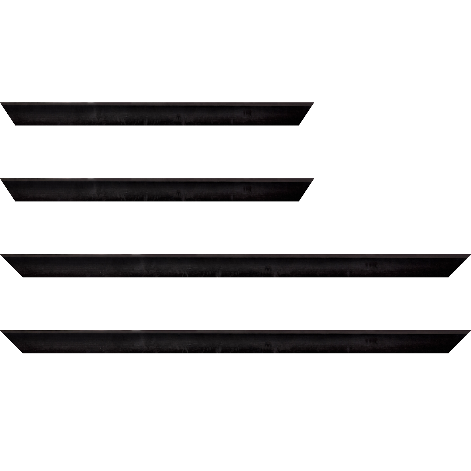 Baguette service précoupé bois profil arrondi en pente plongeant largeur 2.4cm couleur noir satiné,veine du bois  apparent (pin)
