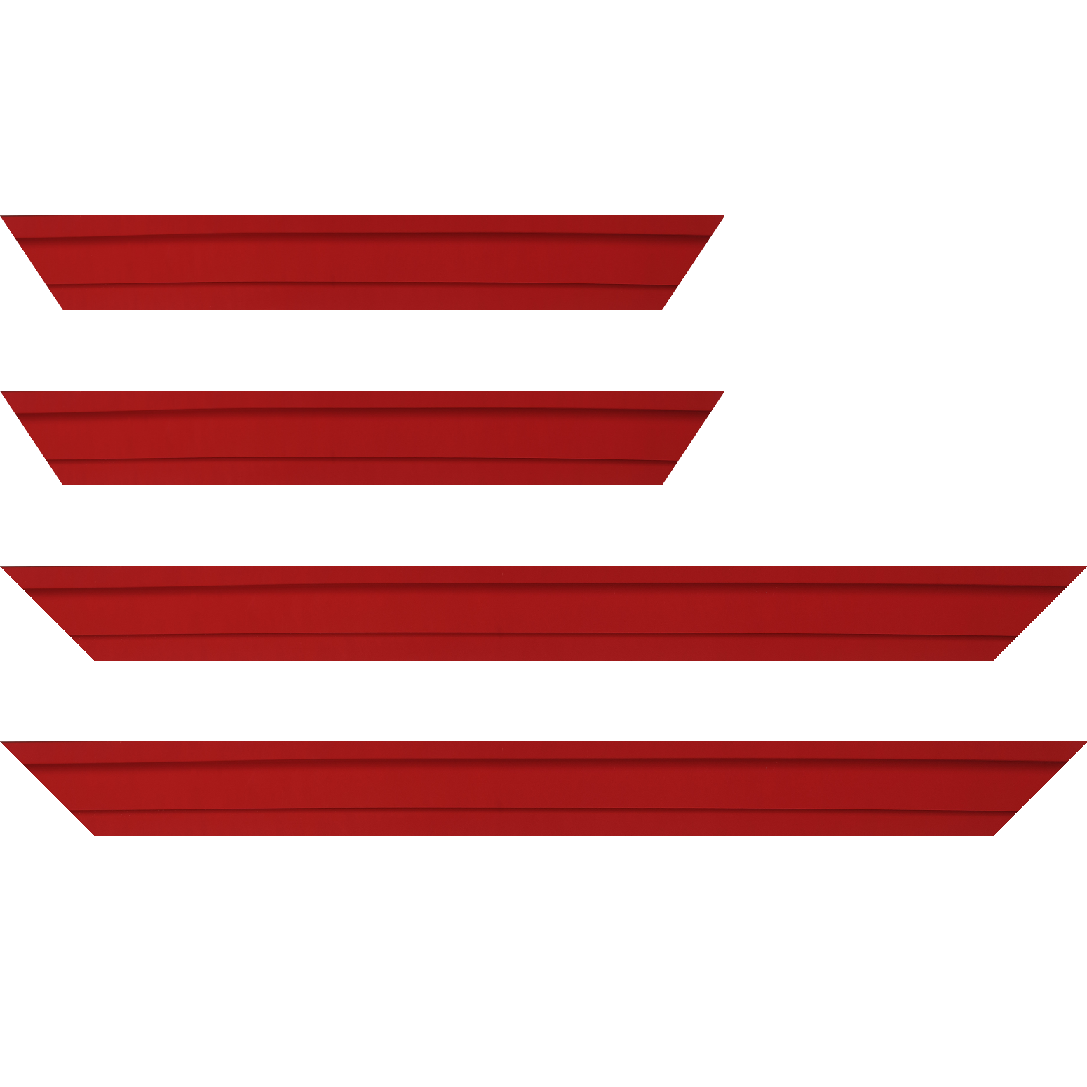 Baguette service précoupé Bois caisse américaine profil escalier largeur 4.4cm rouge Ferrari mat   (spécialement conçu pour les châssis d'une épaisseur jusqu’à 2.5cm )