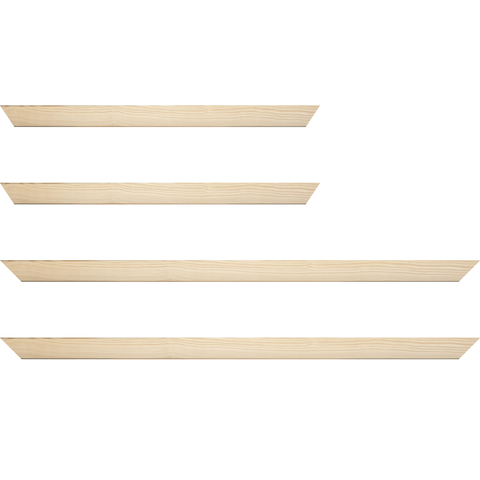 Baguette service précoupé bois profil arrondi en pente plongeant largeur 2.4cm couleur naturel finition vernis brillant,veine du bois  apparent (pin) ,